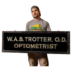 Antique W. A. B. Trotter Optometrist Reverse-Painted Glass Trade Sign