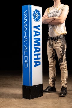 Vintage Rectangular Self-Standing Lucite Yamaha Sign