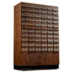 Vintage 60-Drawer Walnut Card Catalog