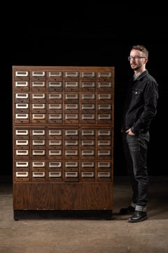 Vintage 60-Drawer Walnut Card Catalog