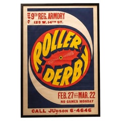 Vintage NYC Roller Derby Framed Poster