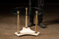 Mid-Century Marble and Glass Neoclassical Round Coffee Table