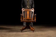 Vintage Oak Swivel Banker's Chair