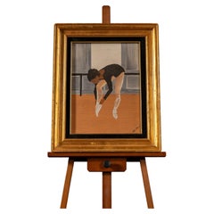 Figurenstudie, Tänzerin Gerahmtes Vintage-Gemälde von Pat Brown, signiert