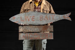 Mid-20th Century American Folk Art Double-Sided Bait Shop Fish Sign