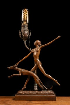 Circa 1930 Ilo Bartoli for S. C. Tarrant Art Deco Figural Lamp