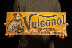 Early 20th Century Vulcanol Bulldog Tin Stove Polish Advertising Sign