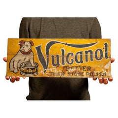 Early 20th Century Vulcanol Bulldog Tin Stove Polish Advertising Sign