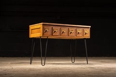 Mid-Century Danish Six-Drawer Card Catalog on Hairpin Legs