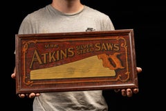 Early 20th Century E. C. Atkins Silver Steel Saws Advertising Sign