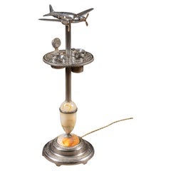 1930s Art Deco Chrome Airplane Smoking Stand with Integrated Lighting