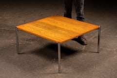 MCM Oak and Chromed Steel Coffee Table by Stendig