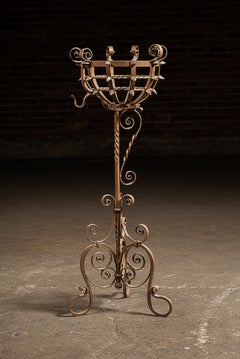 Gothic Revival Wrought Iron Jardinière Stand