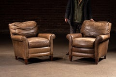Pair of Vintage Leather Club Lounge Chairs