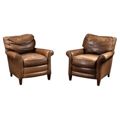 Pair of Vintage Leather Club Lounge Chairs