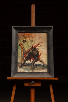 Matador Framed Oil on Board Painting