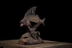 Antique Figural Cast Iron Angelfish Bookends