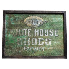 1910s "White House" Shoes Painted Slag Glass Sign