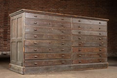 Massive Early 20th Century Industrial Wooden Printer’s Cabinet, 16 Drawers