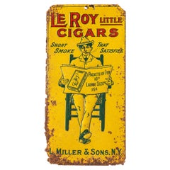 Antique Le Roy Little Cigars Embossed Tin Sign