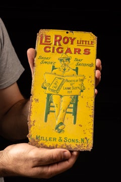 Antique Le Roy Little Cigars Embossed Tin Sign