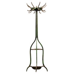 Antique Chippy Barber Shop Coat Rack in Green
