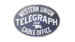 Early 20th Century Western Union Telegraph DSP Sign
