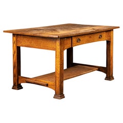 Early Quarter-Sawn Oak Mission Library Work Table