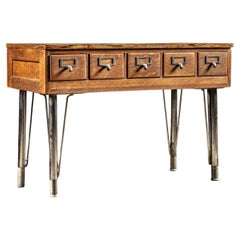 Vintage Card Catalog With Mid Century Legs