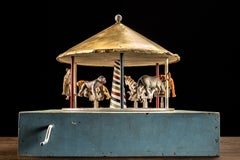 Vintage Mixed Media Folk Art Crank Carousel