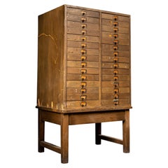 Vintage Industrial 30-Drawer Parts Cabinet on Base
