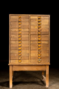 Vintage Industrial 30-Drawer Parts Cabinet on Base