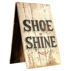 Early 20th Century "Shoe Shine" Painted Sandwich Board Sign