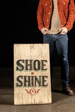 Early 20th Century "Shoe Shine" Painted Sandwich Board Sign