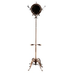 Early 20th Century Japanned Copper Coat Rack With Double Sided Mirror