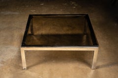 Large MCM Chrome and Smoked Glass Coffee Table
