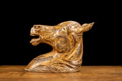 Antique Painted Horse Head Sculpture