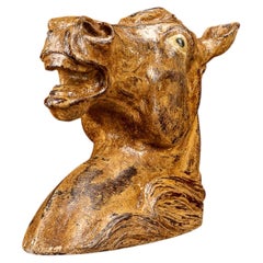 Antique Painted Horse Head Sculpture