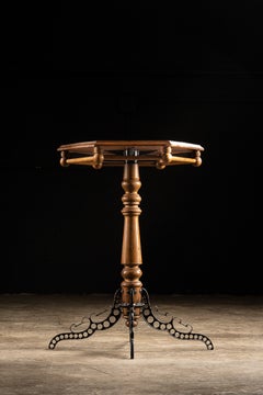 Sechseckiger Beistelltisch aus Holz und Gusseisen im viktorianischen Stil aus dem späten 19. Jahrhundert