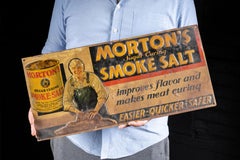 Vintage Morton's Salt Embossed Tin Litho Tacker