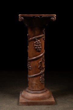 Carved Wood Grapevine Pedestal Column
