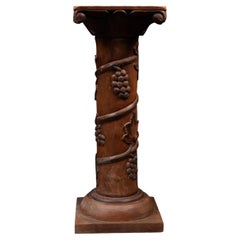 Carved Wood Grapevine Pedestal Column