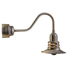 Vintage Atomic Age Industrial Wall Lamp with Glass Shade