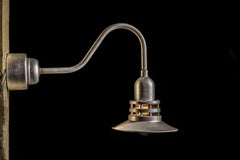 Vintage Atomic Age Industrial Wall Lamp with Glass Shade