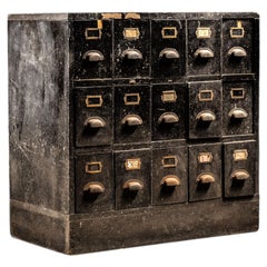 Vintage Industrial 15 Drawer Parts Cabinet in Black