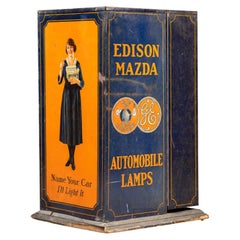 Early 20th Century Tin Litho Mazda-Edison Lamp Mercantile Display