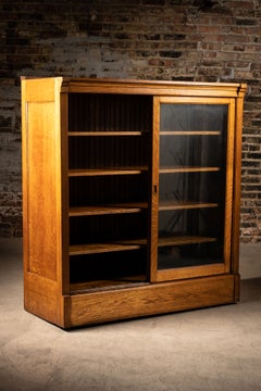 Antique Arts & Crafts Sliding Glass Door Cabinet