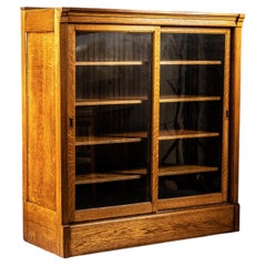Antique Arts & Crafts Sliding Glass Door Cabinet