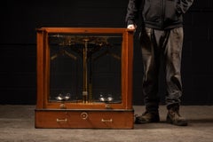 Vintage Brass Apothecary Balance Scale in Glass Case by Seederer-Kohlbusch