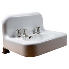 Antique Kohler Porcelain-Enameled Cast Iron Three-Faucet Bathroom Sink